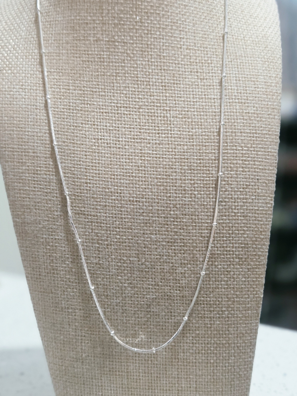 Sterling Silver Beaded Station Necklace - Silver